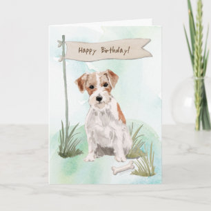 Wire Haired Jack Russell Terrier Under Birthday Card