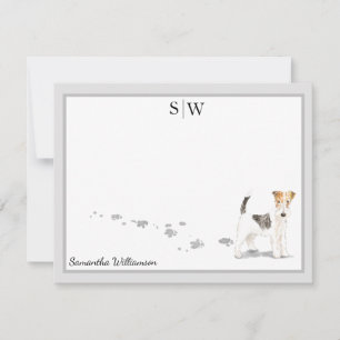 Wire Haired Terrier Grey Border Monogram Custom Card