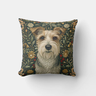 Wire Jack Russell Terrier in Cottagecore Garden Cushion