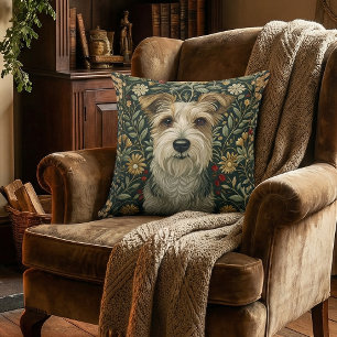 Wire Jack Russell Terrier in Cottagecore Garden Cushion