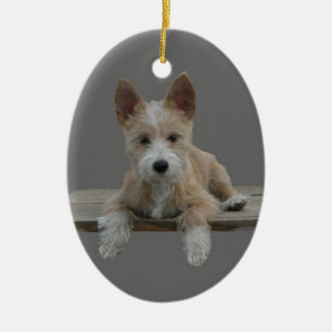 Wire Portuguese Podengo Pequeno Ceramic Tree Decoration