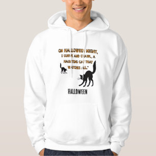 wired cat with a witch hat in halloween editable hoodie