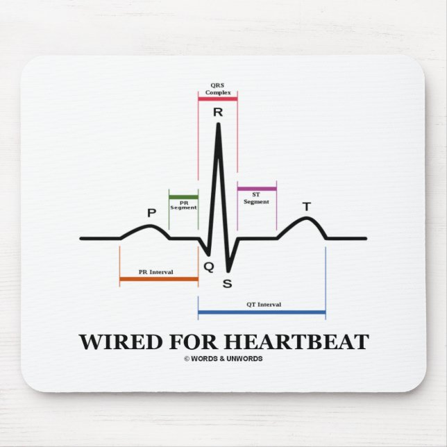 Wired For Heartbeat (ECG/EKG Sinus Rhythm) Mouse Mat (Front)