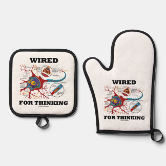Wired For Thinking Neuron Synapse Neuropsychology Oven Mitt & Pot Holder Set