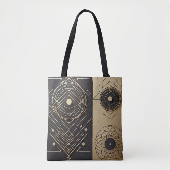 Wired Geometric shapes in black and gold tote (Front)