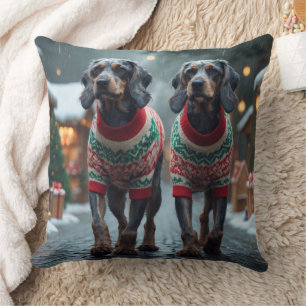 Wired Haired Pointing Griffon Dogs Christmas Snow Cushion