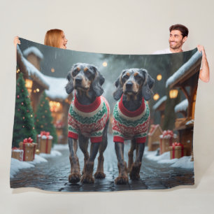 Wired Haired Pointing Griffon Dogs Christmas Snow Fleece Blanket