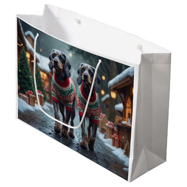 Wired Haired Pointing Griffon Dogs Christmas Snow  Large Gift Bag (Front Angled)