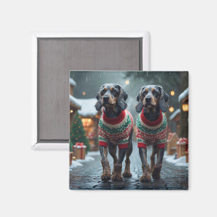 Wired Haired Pointing Griffon Dogs Christmas Snow Magnet