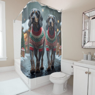 Wired Haired Pointing Griffon Dogs Christmas Snow  Shower Curtain