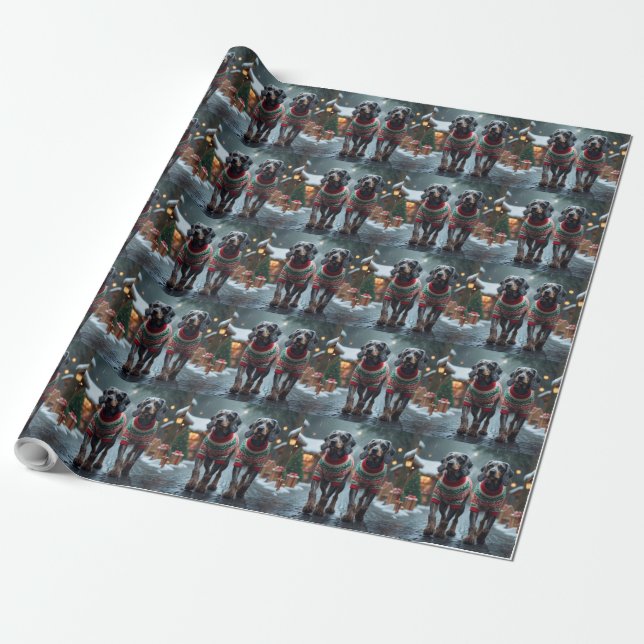 Wired Haired Pointing Griffon Dogs Christmas Snow  Wrapping Paper (Unrolled)