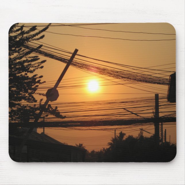 Wired Sunset ... Krung Thep, Thailand Mouse Mat (Front)