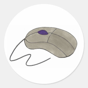 Wired Tech Computer Mouse Computers Technology Classic Round Sticker