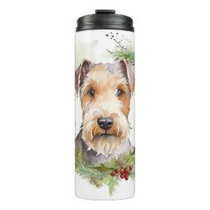 Wirefox Terrier Christmas Wreath Festive Pup Thermal Tumbler