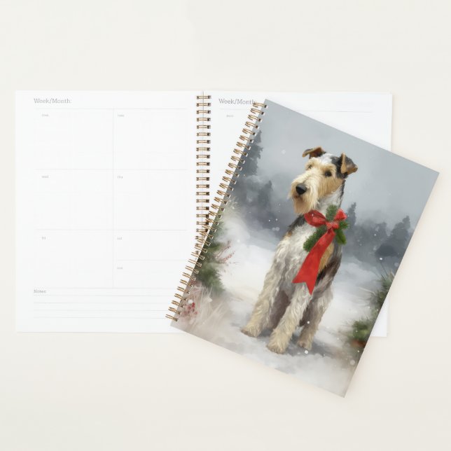 Wirefox Terrier Dog in Snow Christmas Planner (Display)