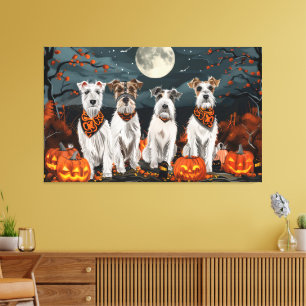 Wirefox Terrier Halloween Spooky Canvas Print