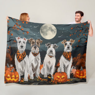 Wirefox Terrier Halloween Spooky  Fleece Blanket