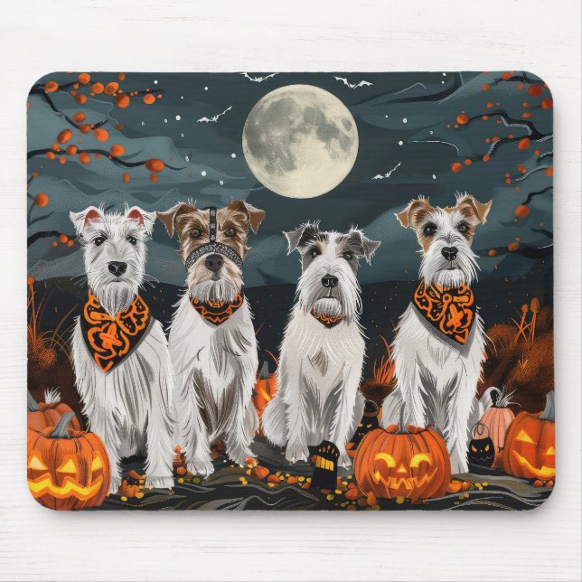 Wirefox Terrier Halloween Spooky  Mouse Mat (Front)