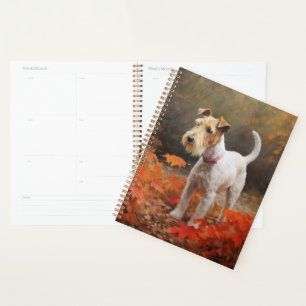 Wirefox Terrier in Autumn Leaves Fall Inspire Planner