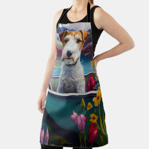 Wirefox Terrier on a Paddle: A Scenic Adventure Apron