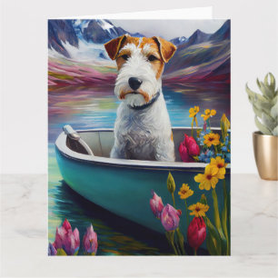 Wirefox Terrier on a Paddle: A Scenic Adventure Card