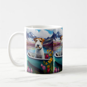Wirefox Terrier on a Paddle: A Scenic Adventure Coffee Mug