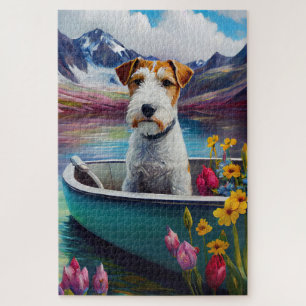 Wirefox Terrier on a Paddle: A Scenic Adventure Jigsaw Puzzle