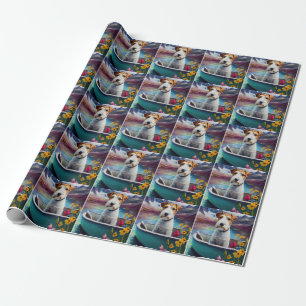 Wirefox Terrier on a Paddle: A Scenic Adventure Wrapping Paper