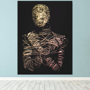 Wireframe Human Figure in Abstract Motion Canvas Print