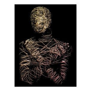 Wireframe Human Figure in Abstract Motion Poster
