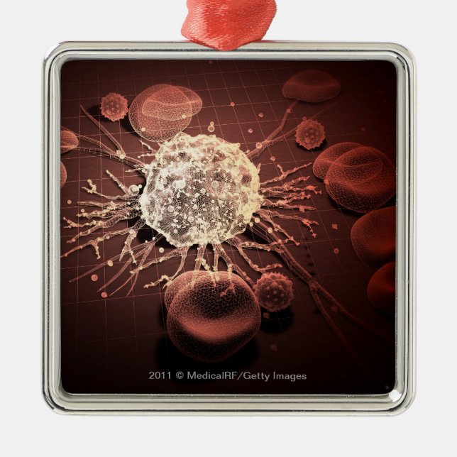 Wireframe of cancer cells metal tree decoration (Front)