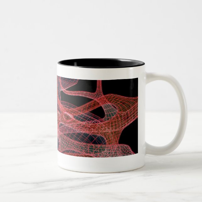 Wireframe of the inside of a kidney Two-Tone coffee mug (Right)