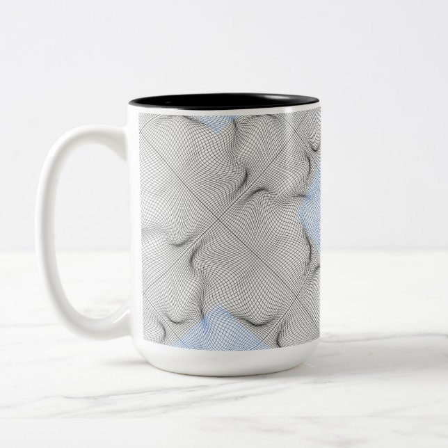 Wireframe pattern 08.B White BG Two-Tone Coffee Mug (Left)