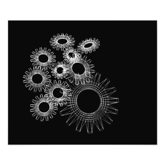 Wireframe, skeleton three-dimensional model photo print (Front)