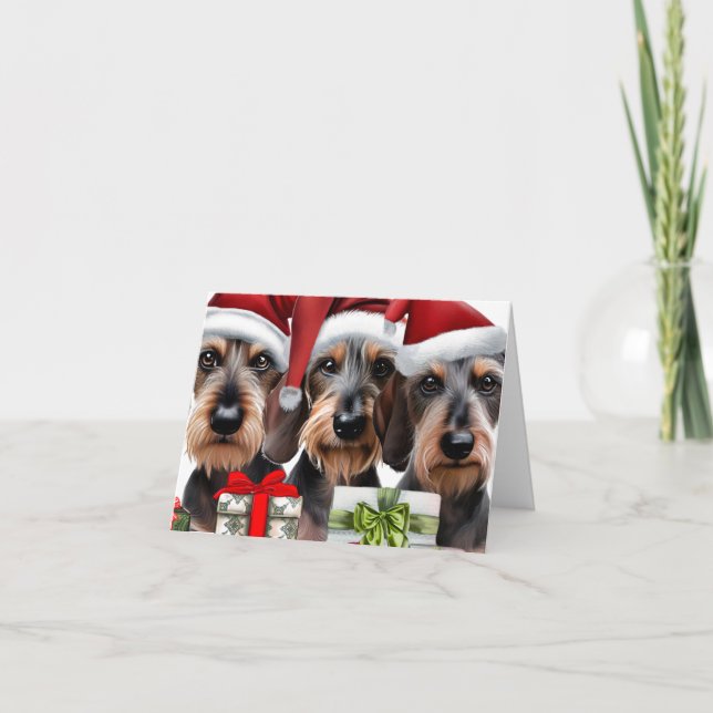 Wirehair Dachshund Christmas Card (Front)