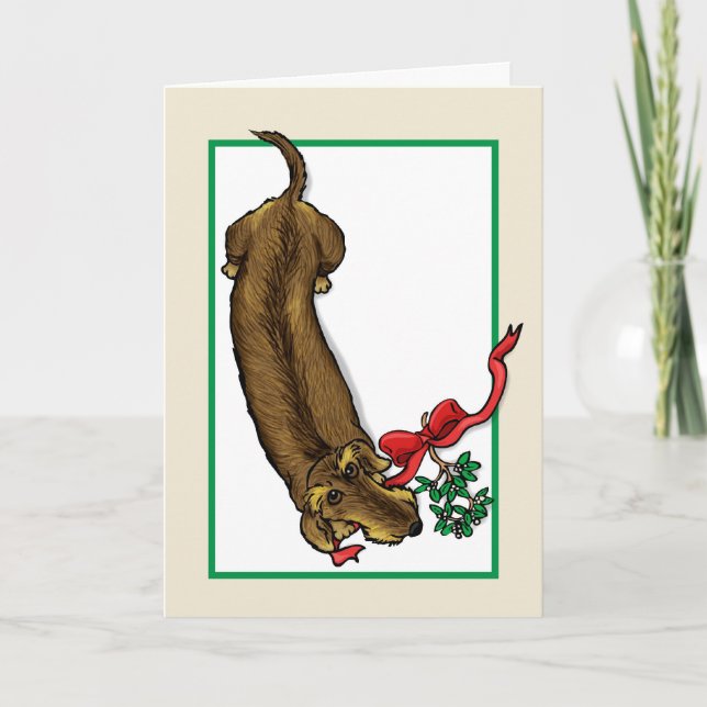 Wirehair Dachshund Christmas Card (Front)