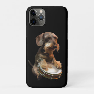 Wirehair Dachshund Playing Drums iPhone 11 Pro Case
