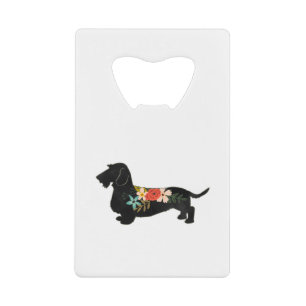 Wirehaired Dachshund Bohemian Floral Silhouette