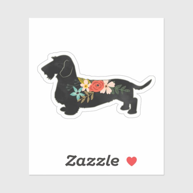 Wirehaired Dachshund Bohemian Floral Silhouette (Sheet)
