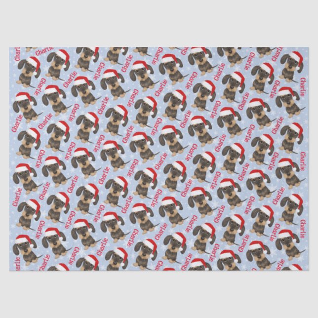 Wirehaired Dachshund Christmas Custom Name Dog Tissue Paper (Front)