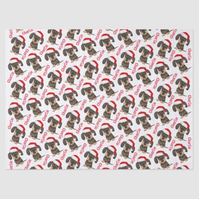 Wirehaired Dachshund Christmas Custom Name Dog Tissue Paper (Front)