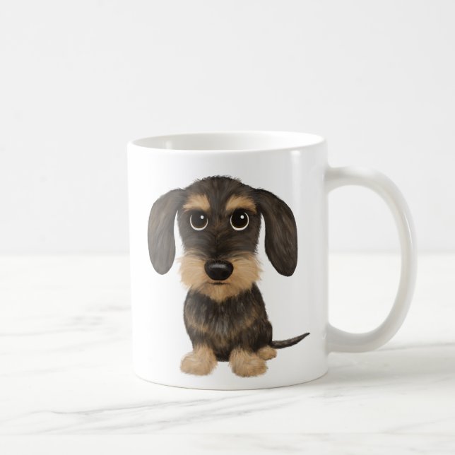 Wirehaired Dachshund | Cute Cartoon Dog Teckel Coffee Mug (Right)