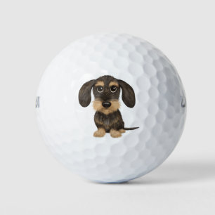 Wirehaired Dachshund   Cute Cartoon Dog Teckel Golf Balls