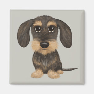 Wirehaired Dachshund   Cute Cartoon Dog Teckel Magnet
