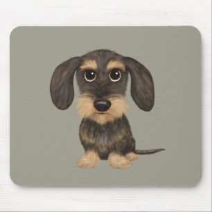 Wirehaired Dachshund   Cute Cartoon Dog Teckel Mouse Mat