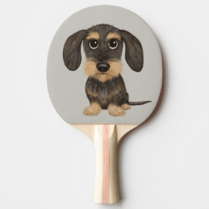 Wirehaired Dachshund Cute Cartoon Dog Teckel Ping Pong Paddle