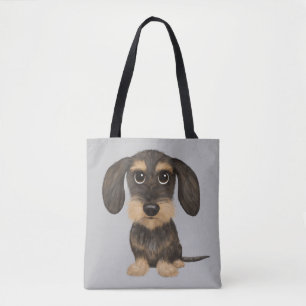 Wirehaired Dachshund   Cute Cartoon Dog Teckel Tote Bag