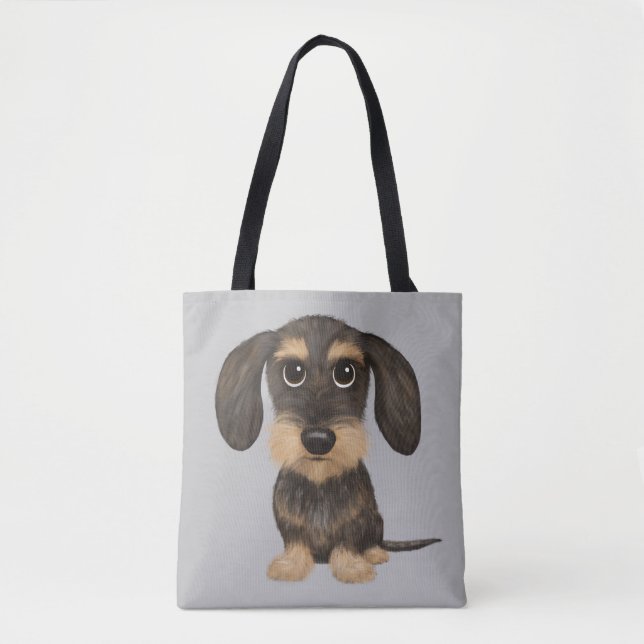 Wirehaired Dachshund | Cute Cartoon Dog Teckel Tote Bag (Front)