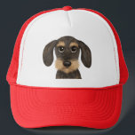 Wirehaired Dachshund | Cute Cartoon Dog Teckel Trucker Hat<br><div class="desc">The perfect Teckel lover's hat. Cute cartoon style drawing of a wirehaired wild boar and tan coloured Dachshund. Makes a great gift for wiener dog enthusiasts. Unisex size fits most teens and adults.</div>