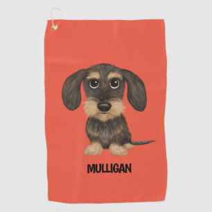 Wirehaired Dachshund   Cute Dog Teckel Custom Name Golf Towel